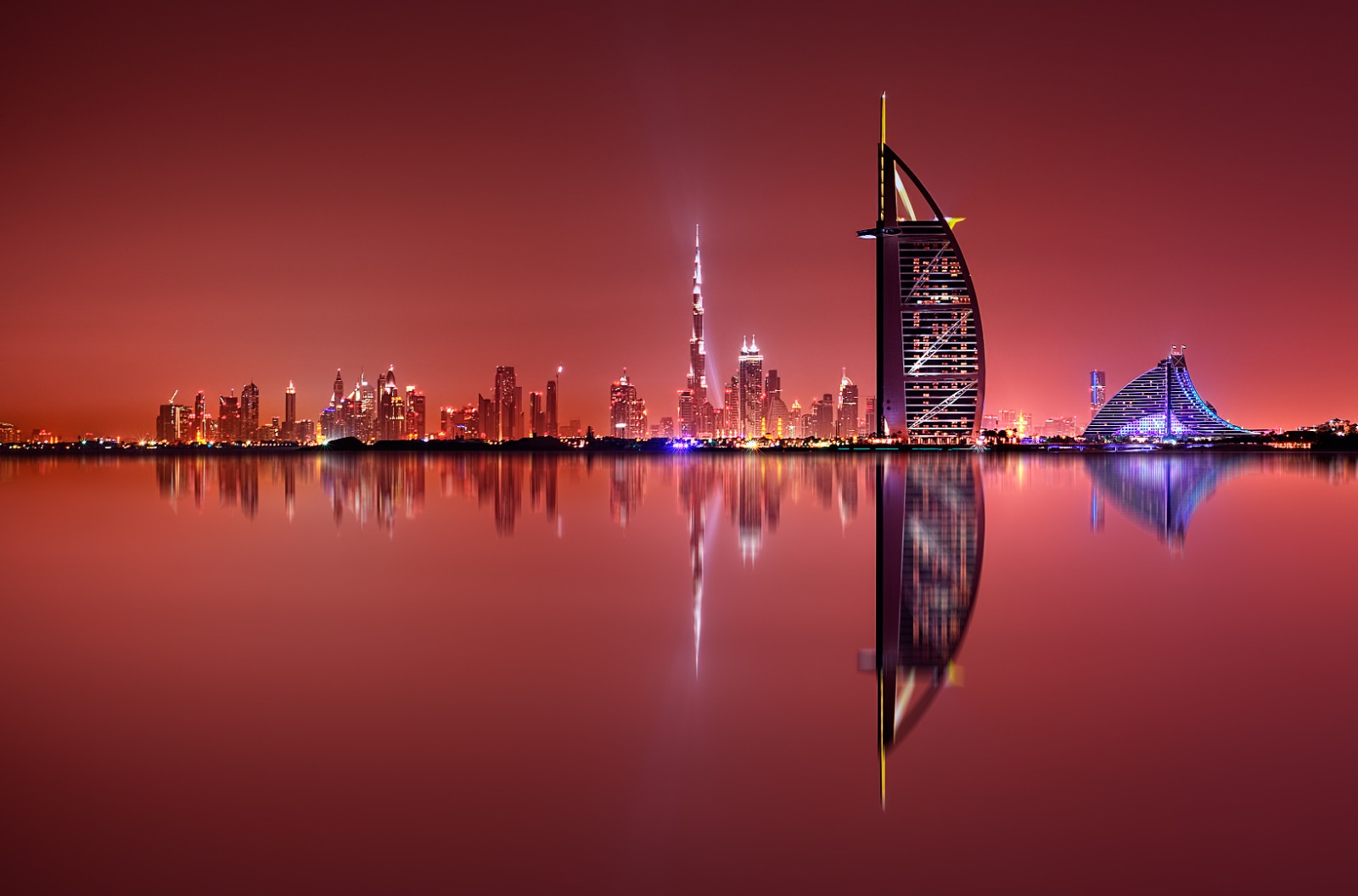 Burj Al Arab — crimson skyline reflections